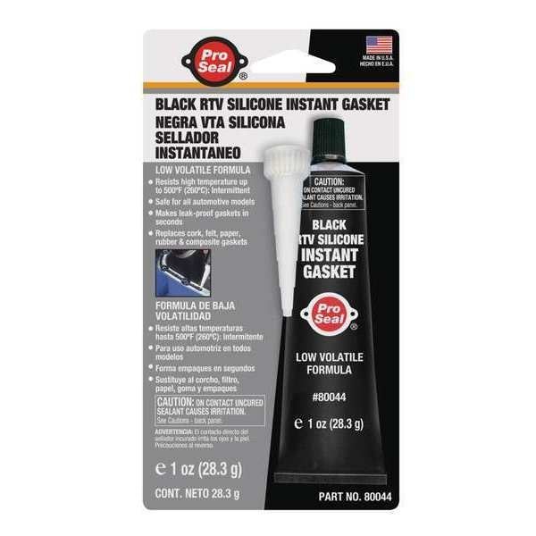 Gasket Maker RTV Silicone Sealant, 1 oz, Black, Temp Range -75 to 500 Degrees F