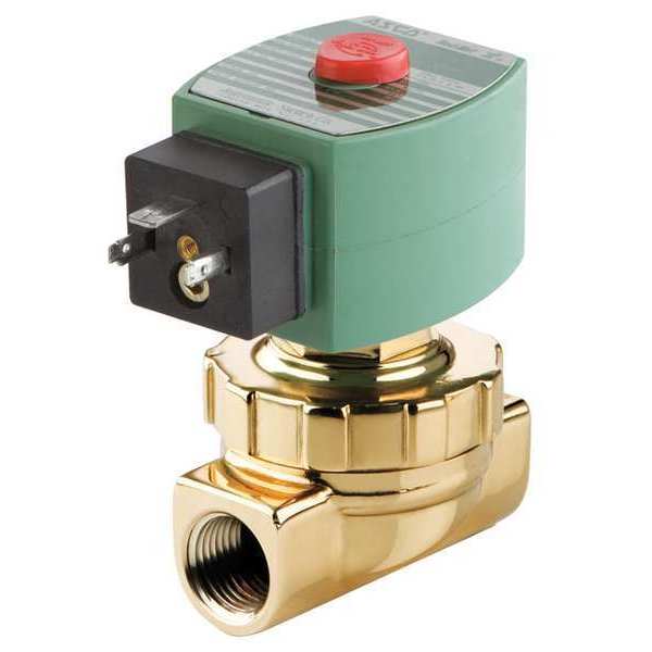 120V AC Brass Steam and Hot Water Solenoid Valve, Normally Closed, 1/2 in Pipe Size