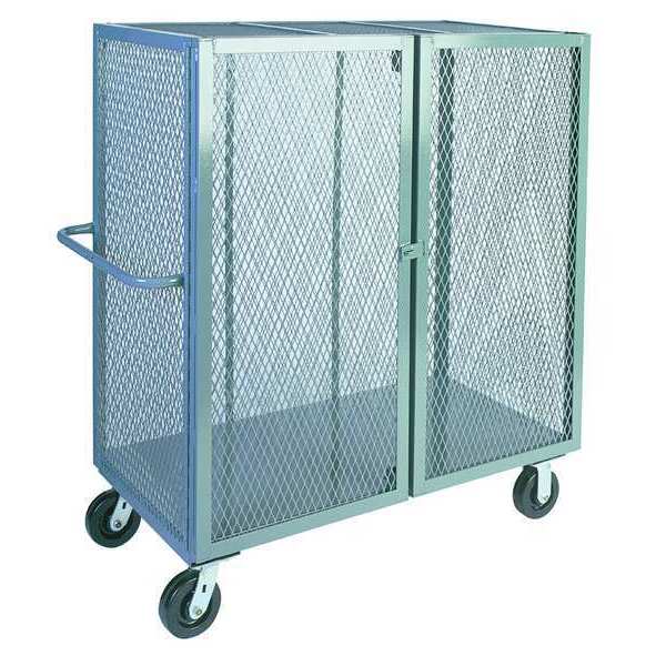 Dual-Latch Welded Mesh Security Cart with Fixed Shelves 2,000 lb Capacity, 54 in W x 40 in L x