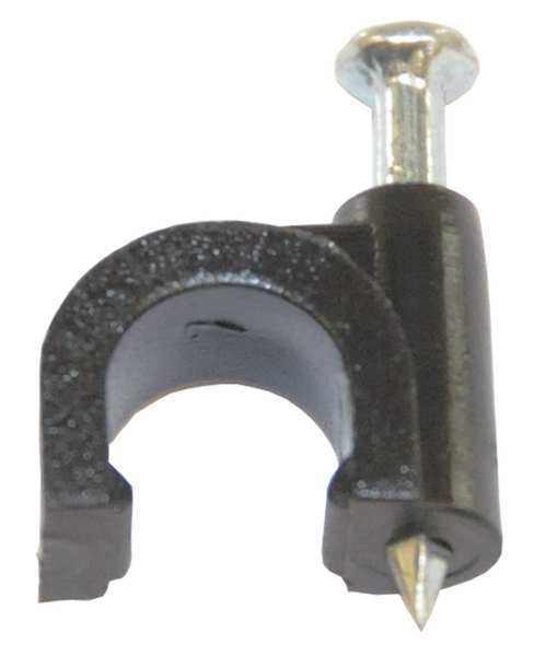 Cable Staple, Nail, 1/4In, Black, PK100