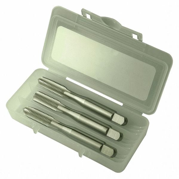 3pc HSS Taper, Plug & Bottoming Hand Tap Set HTGP Greenfield Threading Bright 4-Flute GH3 3/8-16UNC