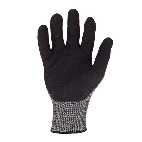 Bluwolf Cut Resistant 13 ga. ANSI A5 Gray Gloves, Black Sandy Foam Nitirle Palm Coating, L