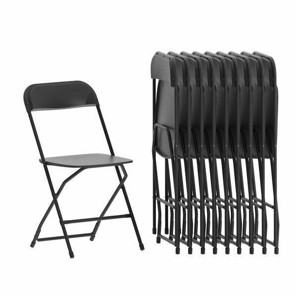 Hercules Series Plastic Folding Chair Black - 10 Pack 650LB Weight Capacity Comfortable Event Chair-Lightweight Folding Chair