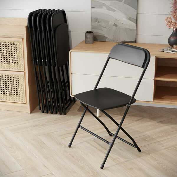 Hercules Series Plastic Folding Chair Black - 10 Pack 650LB Weight Capacity Comfortable Event Chair-Lightweight Folding Chair