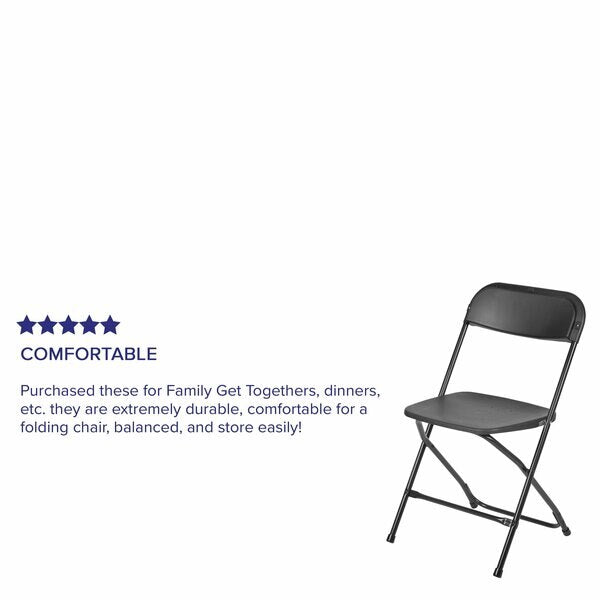 Hercules Series Plastic Folding Chair Black - 10 Pack 650LB Weight Capacity Comfortable Event Chair-Lightweight Folding Chair