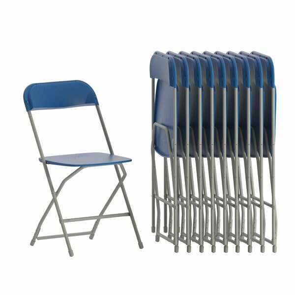 Hercules Series Plastic Folding Chair Blue - 10 Pack 650LB Weight Capacity Comfortable Event Chair-Lightweight Folding Chair