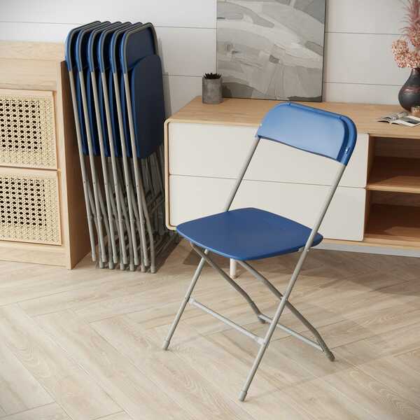 Hercules Series Plastic Folding Chair Blue - 10 Pack 650LB Weight Capacity Comfortable Event Chair-Lightweight Folding Chair