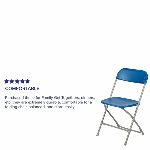Hercules Series Plastic Folding Chair Blue - 10 Pack 650LB Weight Capacity Comfortable Event Chair-Lightweight Folding Chair