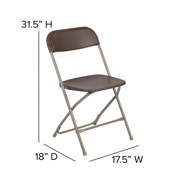 Hercules Series Plastic Folding Chair Brown - 10 Pack 650LB Weight Capacity Comfortable Event Chair-Lightweight Folding Chair
