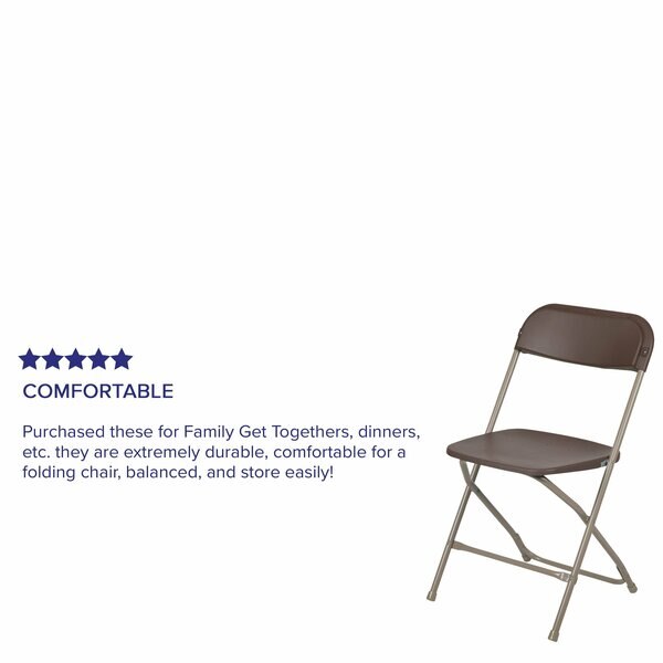 Hercules Series Plastic Folding Chair Brown - 10 Pack 650LB Weight Capacity Comfortable Event Chair-Lightweight Folding Chair