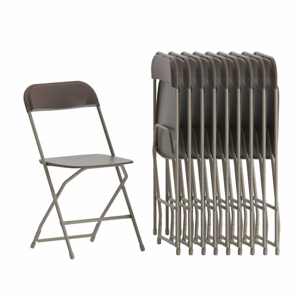 Hercules Series Plastic Folding Chair Brown - 10 Pack 650LB Weight Capacity Comfortable Event Chair-Lightweight Folding Chair