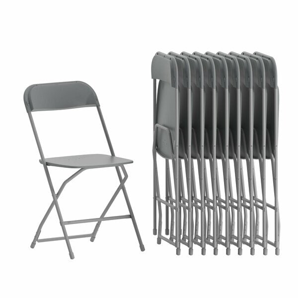 Hercules Series Plastic Folding Chair Grey - 10 Pack 650LB Weight Capacity Comfortable Event Chair-Lightweight Folding Chair