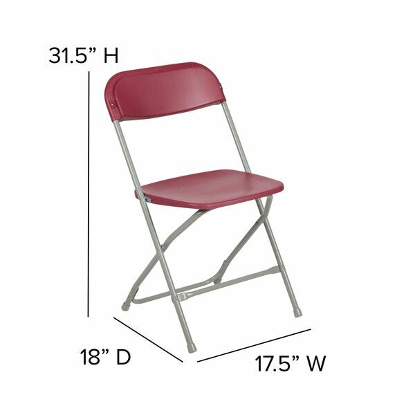 Hercules Series Plastic Folding Chair Red - 10 Pack 650LB Weight Capacity Comfortable Event Chair-Lightweight Folding Chair