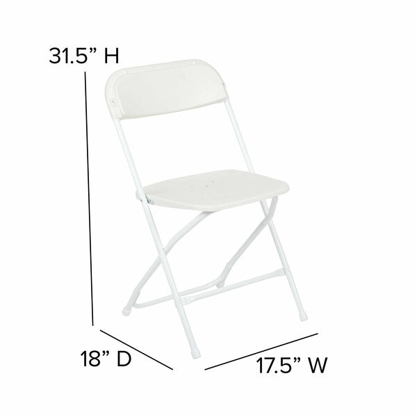 Hercules Series Plastic Folding Chair White - 10 Pack 650LB Weight Capacity Comfortable Event Chair-Lightweight Folding Chair