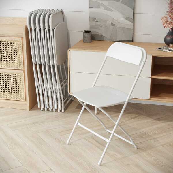 Hercules Series Plastic Folding Chair White - 10 Pack 650LB Weight Capacity Comfortable Event Chair-Lightweight Folding Chair