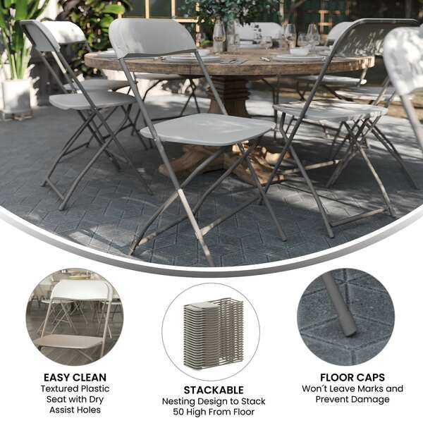 Hercules Series Plastic Folding Chair Beige - 2 Pack 650LB Weight Capacity Comfortable Event Chair-Lightweight Folding Chair