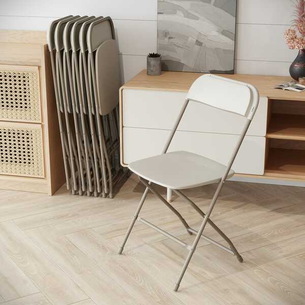 Hercules Series Plastic Folding Chair Beige - 2 Pack 650LB Weight Capacity Comfortable Event Chair-Lightweight Folding Chair