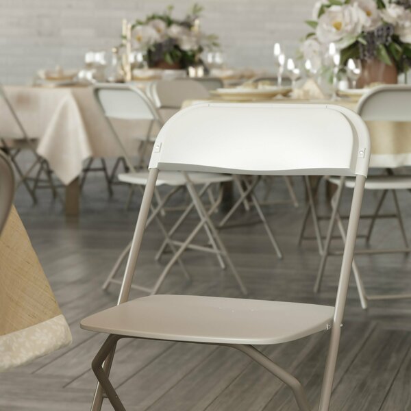 Hercules Series Plastic Folding Chair Beige - 2 Pack 650LB Weight Capacity Comfortable Event Chair-Lightweight Folding Chair