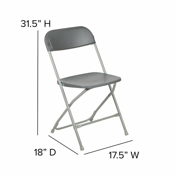 Hercules Series Plastic Folding Chair Grey - 2 Pack 650LB Weight Capacity Comfortable Event Chair-Lightweight Folding Chair