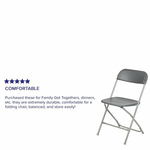 Hercules Series Plastic Folding Chair Grey - 2 Pack 650LB Weight Capacity Comfortable Event Chair-Lightweight Folding Chair