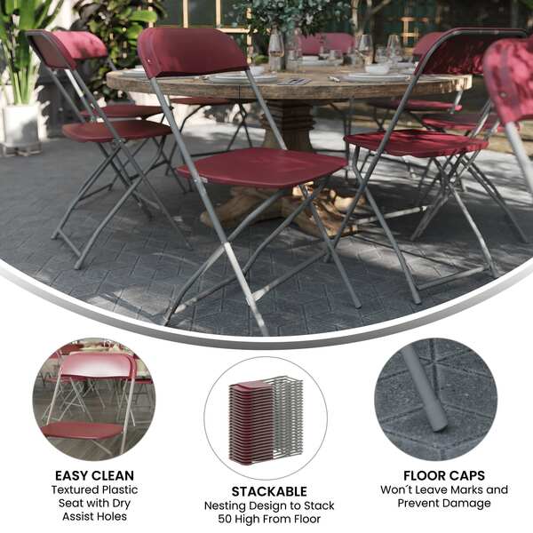 Hercules Series Plastic Folding Chair Red - 2 Pack 650LB Weight Capacity Comfortable Event Chair - Lightweight Folding Chair