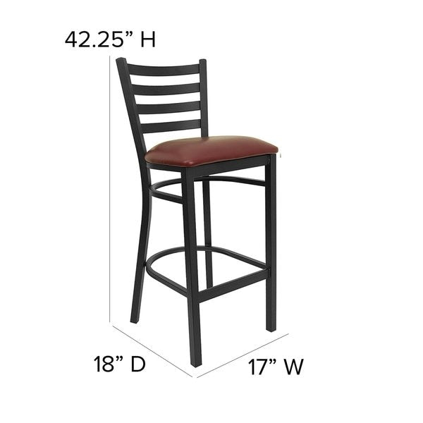 Black Ladder Stool-Burg Seat