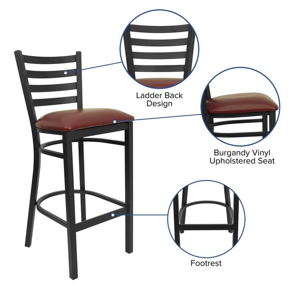 Black Ladder Stool-Burg Seat