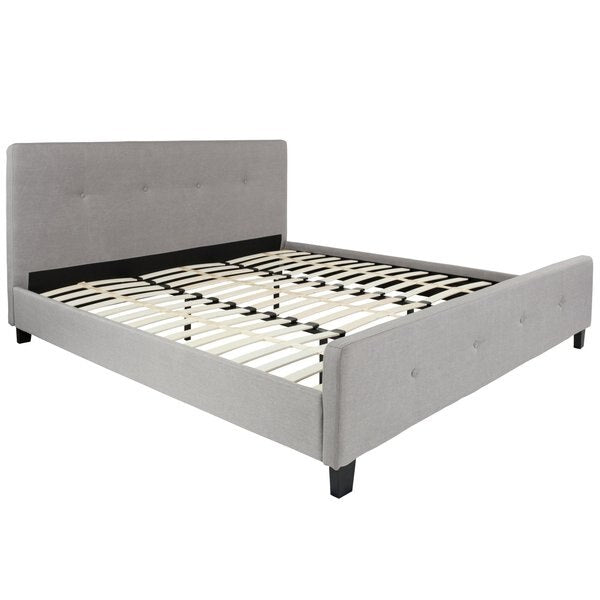 Platform Bed, Tribeca, King, Light Gray