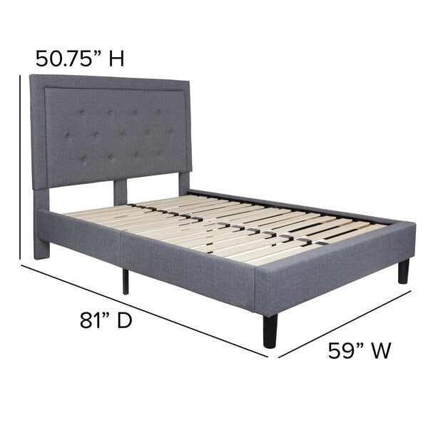 Roxbury Full Platform Bed, Light Gray