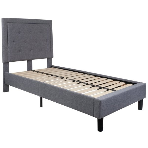 Roxbury Twin Platform Bed, Light Gray