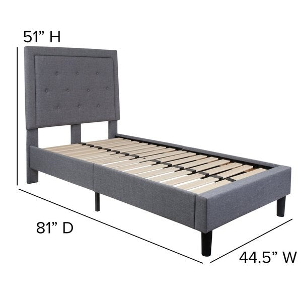 Roxbury Twin Platform Bed, Light Gray