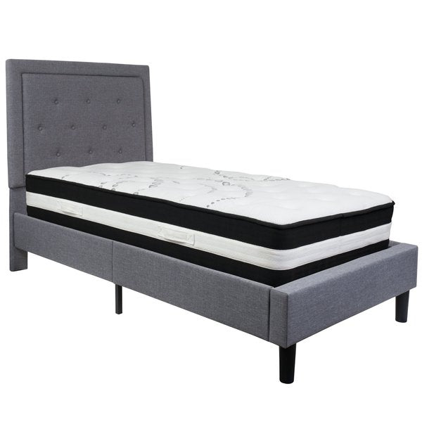 Roxbury Twin Platform Bed Set, Light Gray