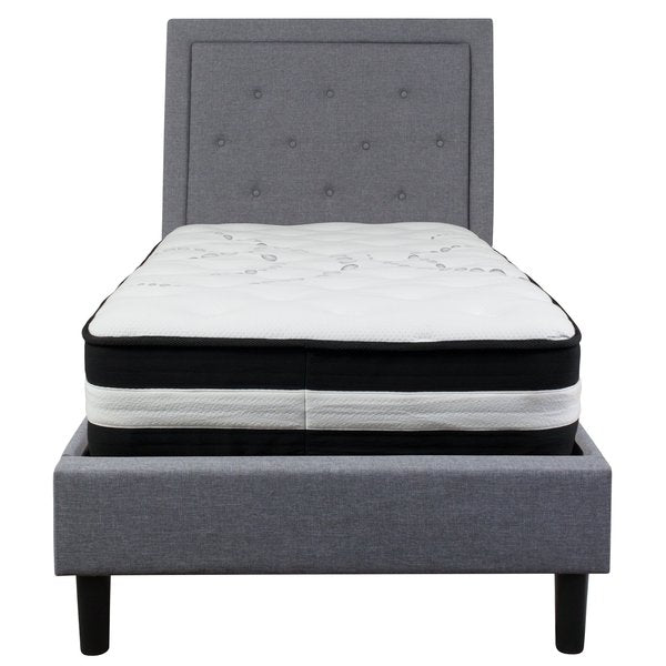 Roxbury Twin Platform Bed Set, Light Gray