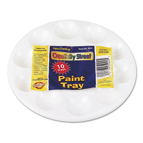 Paint Tray, Round, Plastic, White, PK10