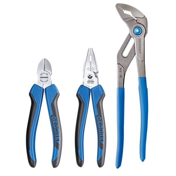 3 Piece Plier Set Chrome-Plated, 2-Component Handle