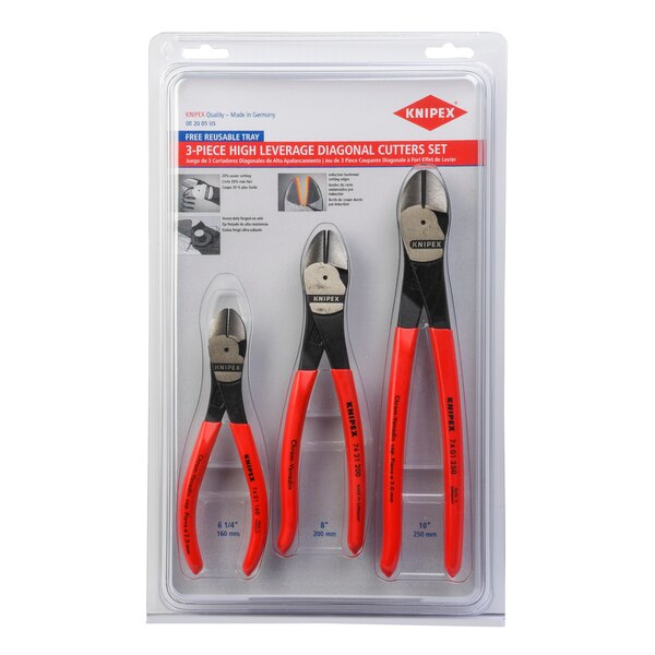 3 Piece Plastic Grip Diagonal Cutters