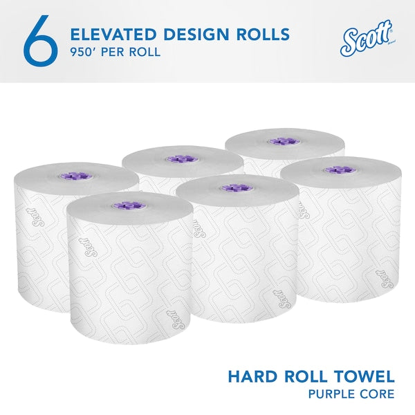 High-Capacity Hard Roll Towels for Purple Core Dispensers, Unperforated, (950'/Roll, 6 Rolls)