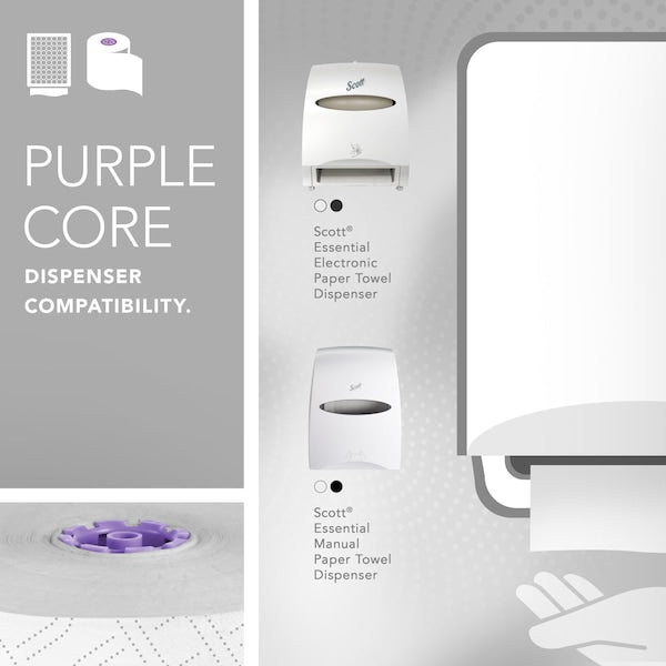 High-Capacity Hard Roll Towels for Purple Core Dispensers, Unperforated, (950'/Roll, 6 Rolls)