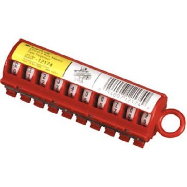 Wire Marker Dispenser w/Tape, Preprinted, Legend 0 to 9, Polyester Film, 5,760 Labels, Max Temp 250F