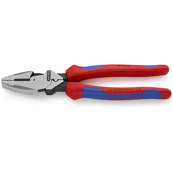 9 1/4 in Linemans Plier High Leverage w/ Fish Tape Puller, Wire Crimper, Steel