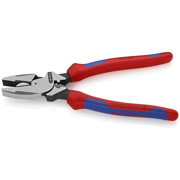 9 1/4 in Linemans Plier High Leverage w/ Fish Tape Puller, Wire Crimper, Steel
