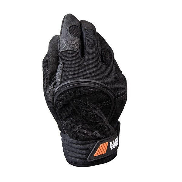 Mechanics Gloves, M, Black, Reinforced Padded, Fabric
