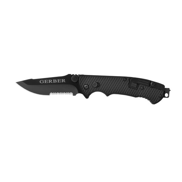 Folding Knife, Serrated, Drop, 3-1/2 in