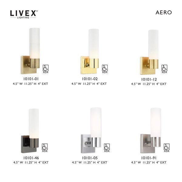 Aero 1 Light Black Chrome ADA Wall Sconce