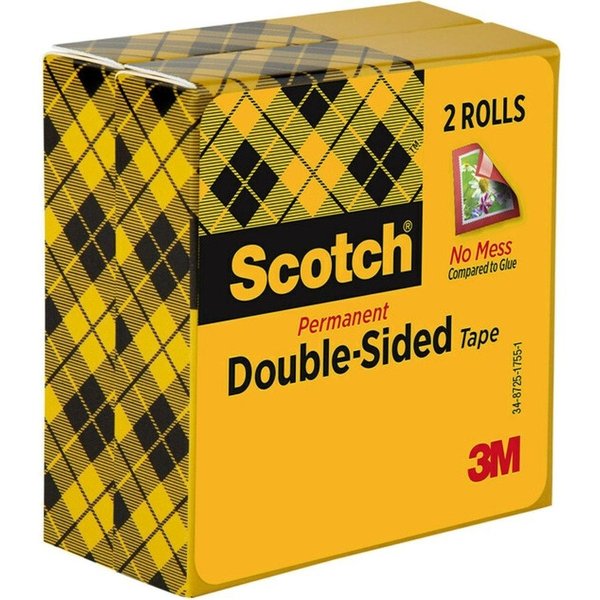 Double Sided Tape, 1/2x900 in., PK2