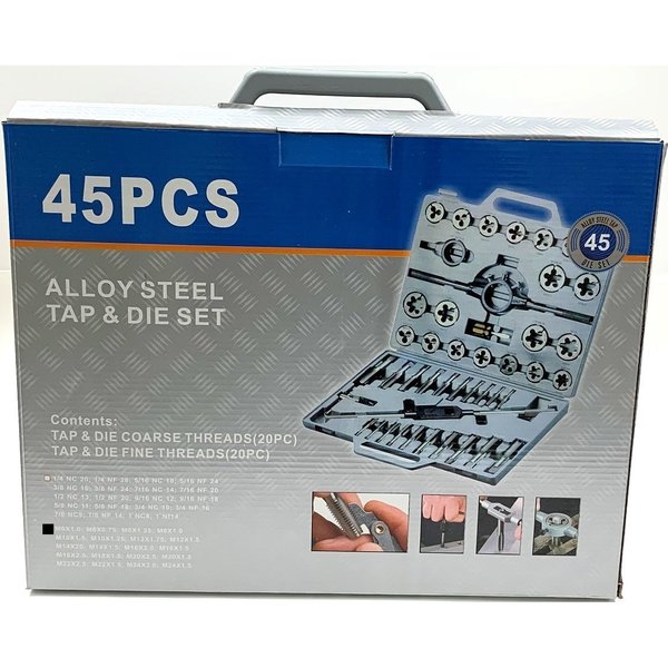 45 Piece 6-24mm Heat Treated Alloy Steel Tap & Die Set