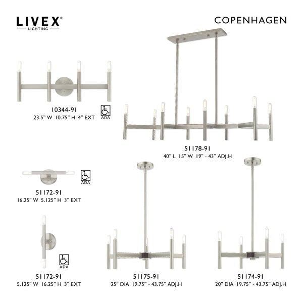 Copenhagen 4 Light Brushed Nickel ADA Bath Vanity