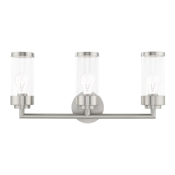 Hillcrest 3 Light Brushed Nickel Bath Va