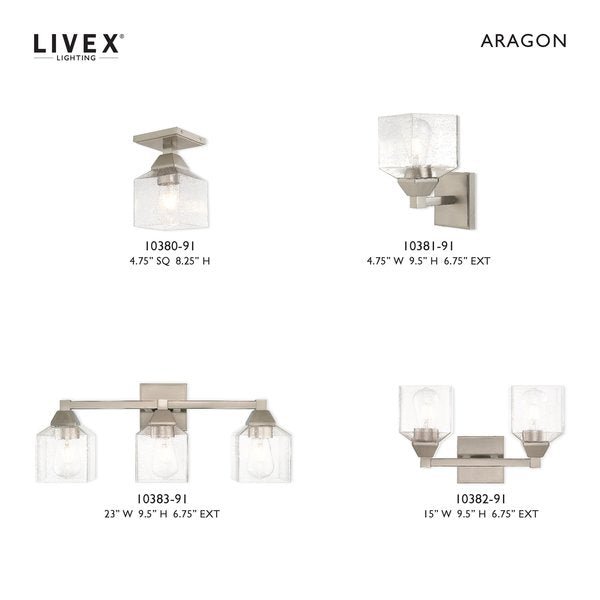 Aragon 1 Light Brushed Nickel Ceiling Mount