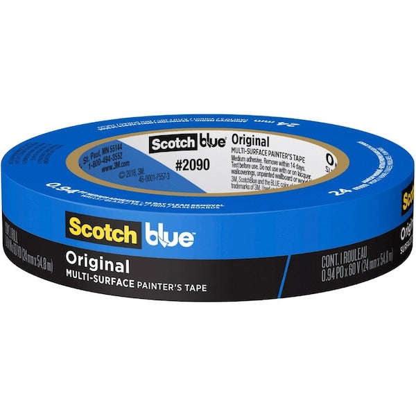 Painter's Tape, 15/16 in W x 60 yd L, 5.4 mil Thick, Blue, Scotch Blue 2090, 1 Pk